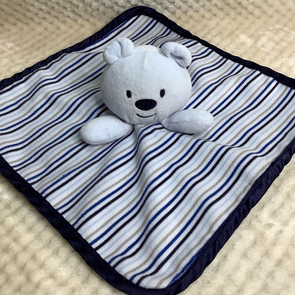 George Blue Striped Teddy Bear Lovey Plush Security Blanket Toy